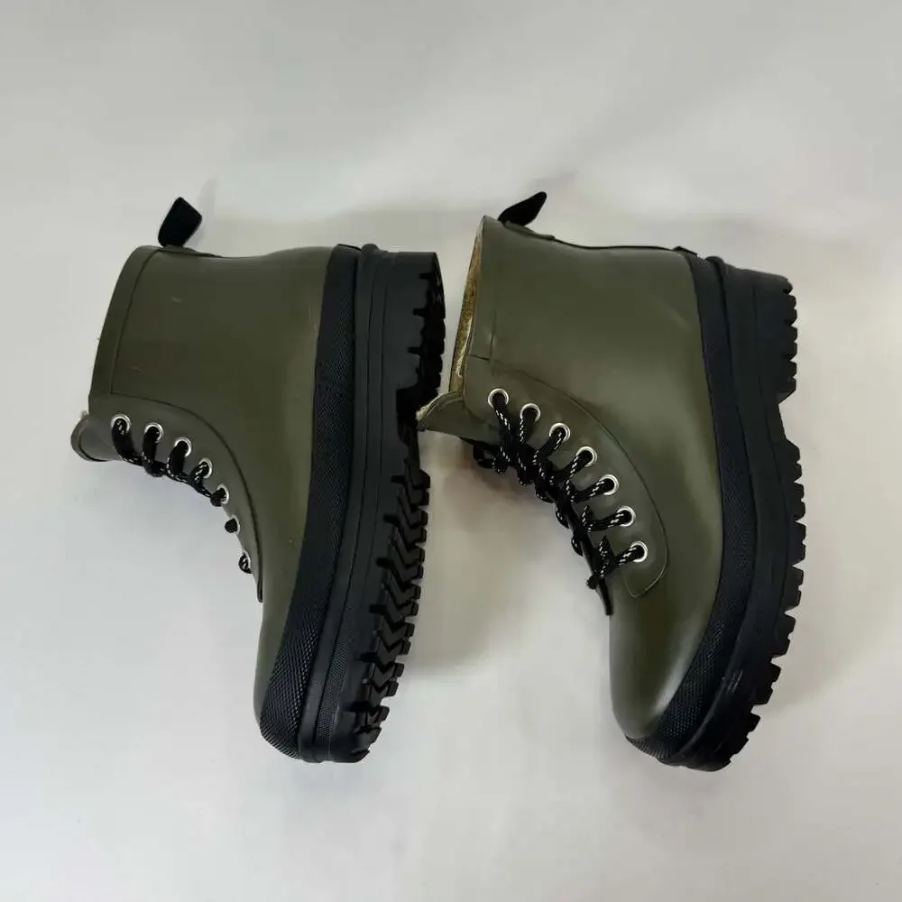 Chooka Redmond Hiker Waterproof Rain Boots Olive Green Lace Up Women’s Size 6